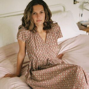 Christy Dawn Mauve Brown/Tan Floral Dawn Dress